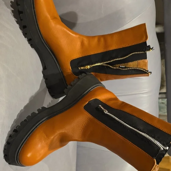Zara Orange Heeled Boots with Black Soles - Picture 7 of 8